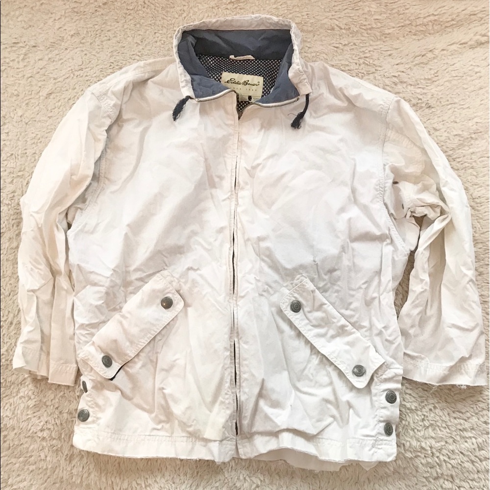 Eddie Bauer White Destroyed Wind Breaker Jacket
